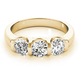 Exquisite Three-Stone Round Diamond Engagement Ring — 9K/18K Gold & Platinum