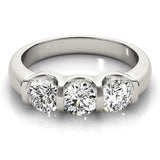 Exquisite Three-Stone Round Diamond Engagement Ring — 9K/18K Gold & Platinum