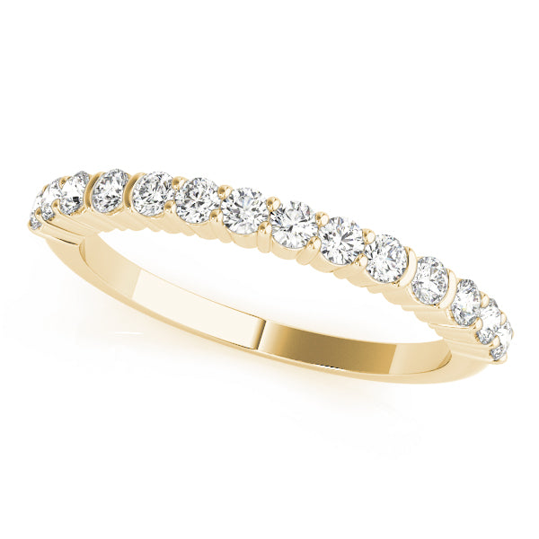 Single Row Prong Set Wedding Half Eternity Ring in Gold & Platinum