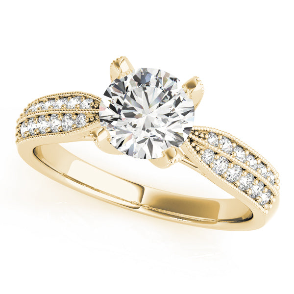 Regal Pave Round Diamond Engagement Ring — 9K/18K Gold & Platinum