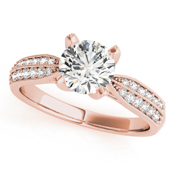 Regal Pave Round Diamond Engagement Ring — 9K/18K Gold & Platinum