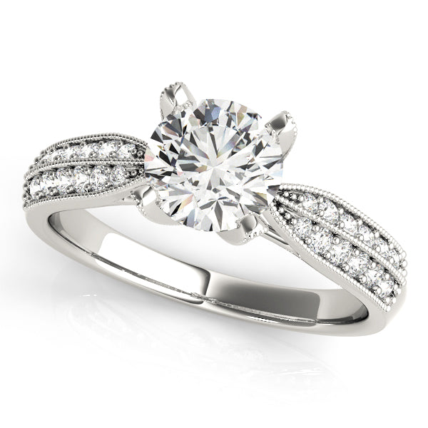 Regal Pave Round Diamond Engagement Ring — 9K/18K Gold & Platinum