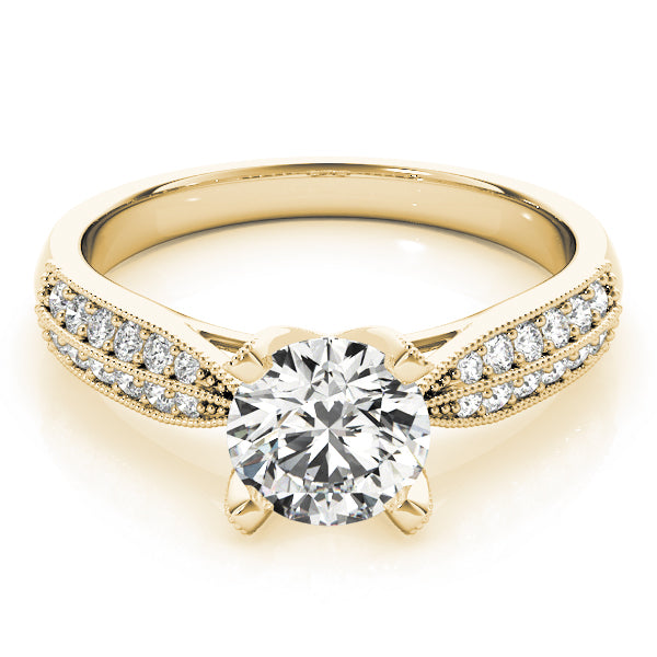 Regal Pave Round Diamond Engagement Ring — 9K/18K Gold & Platinum