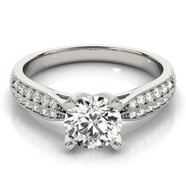 Regal Pave Round Diamond Engagement Ring — 9K/18K Gold & Platinum