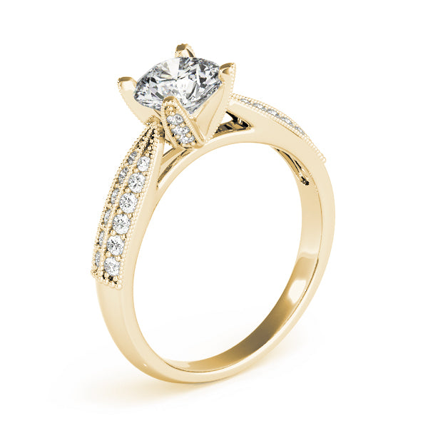 Regal Pave Round Diamond Engagement Ring — 9K/18K Gold & Platinum