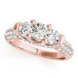 Eternal Three-Stone Round Diamond Engagement Ring — 9K/18K Gold & Platinum