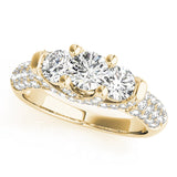 Eternal Three-Stone Round Diamond Engagement Ring — 9K/18K Gold & Platinum