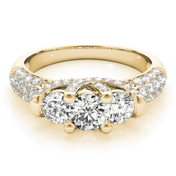 Eternal Three-Stone Round Diamond Engagement Ring — 9K/18K Gold & Platinum