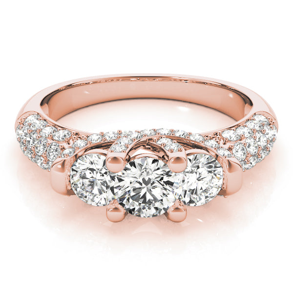 Eternal Three-Stone Round Diamond Engagement Ring — 9K/18K Gold & Platinum