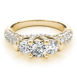 Eternal Three-Stone Round Diamond Engagement Ring — 9K/18K Gold & Platinum