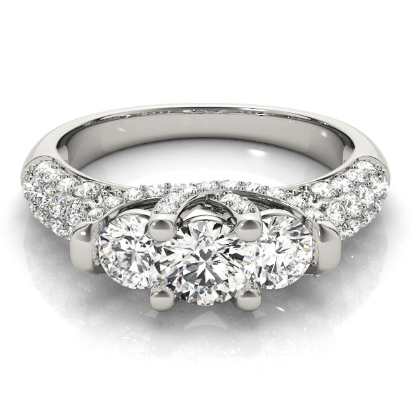 Eternal Three-Stone Round Diamond Engagement Ring — 9K/18K Gold & Platinum