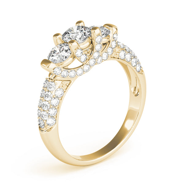 Eternal Three-Stone Round Diamond Engagement Ring — 9K/18K Gold & Platinum