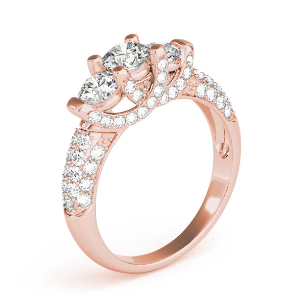 Eternal Three-Stone Round Diamond Engagement Ring — 9K/18K Gold & Platinum