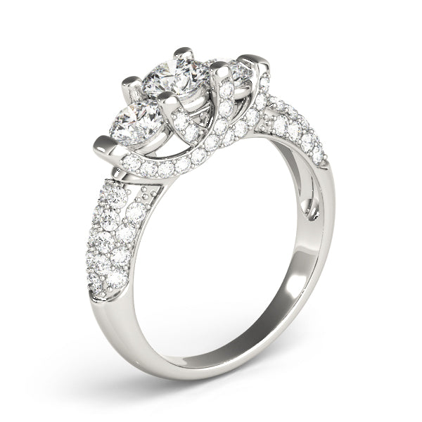 Eternal Three-Stone Round Diamond Engagement Ring — 9K/18K Gold & Platinum