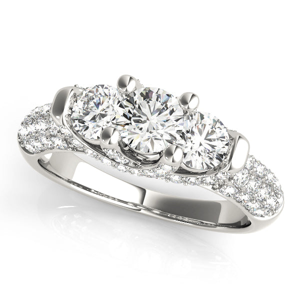Eternal Three-Stone Round Diamond Engagement Ring — 9K/18K Gold & Platinum
