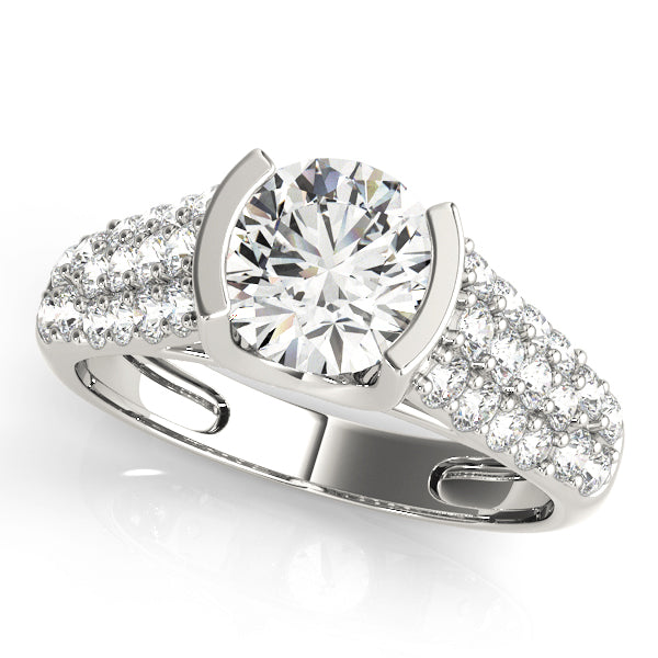 Brilliant Pave Round Diamond Engagement Ring — 9K/18K Gold & Platinum