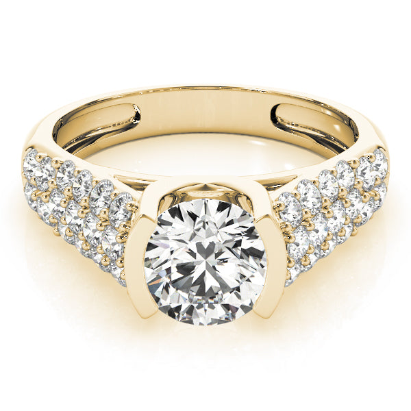 Brilliant Pave Round Diamond Engagement Ring — 9K/18K Gold & Platinum