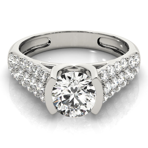 Brilliant Pave Round Diamond Engagement Ring — 9K/18K Gold & Platinum