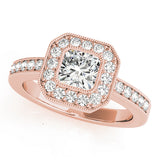 Sculpted Halo Cushion Diamond Engagement Ring — 9K/18K Gold & Platinum