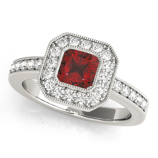 Sculpted Halo Cushion Diamond Engagement Ring — 9K/18K Gold & Platinum