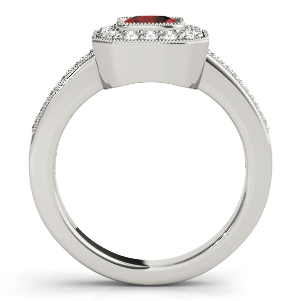 Sculpted Halo Cushion Diamond Engagement Ring — 9K/18K Gold & Platinum