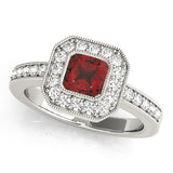 Sculpted Halo Cushion Diamond Engagement Ring — 9K/18K Gold & Platinum