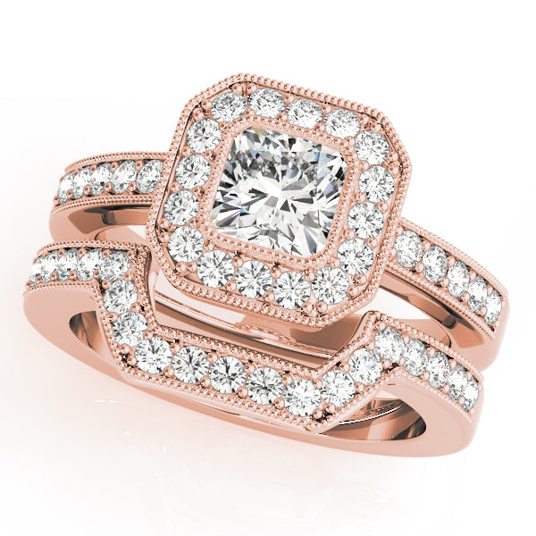 Sculpted Halo Cushion Diamond Engagement Ring — 9K/18K Gold & Platinum