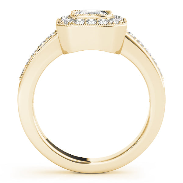 Sculpted Halo Cushion Diamond Engagement Ring — 9K/18K Gold & Platinum