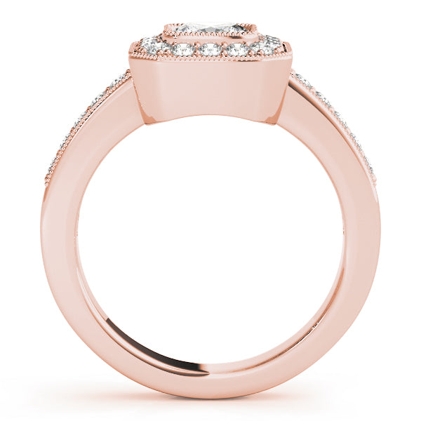 Sculpted Halo Cushion Diamond Engagement Ring — 9K/18K Gold & Platinum