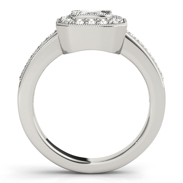 Sculpted Halo Cushion Diamond Engagement Ring — 9K/18K Gold & Platinum
