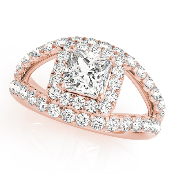 Couture Halo Princess Diamond Engagement Ring — 9K/18K Gold & Platinum