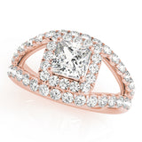 Couture Halo Princess Diamond Engagement Ring — 9K/18K Gold & Platinum