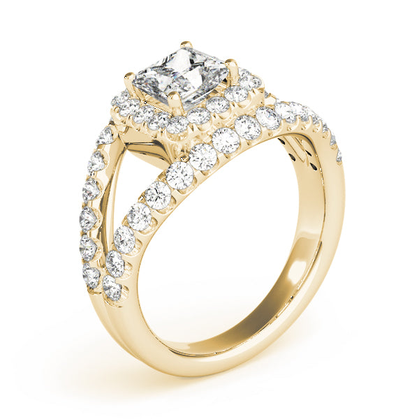 Couture Halo Princess Diamond Engagement Ring — 9K/18K Gold & Platinum