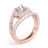 Couture Halo Princess Diamond Engagement Ring — 9K/18K Gold & Platinum