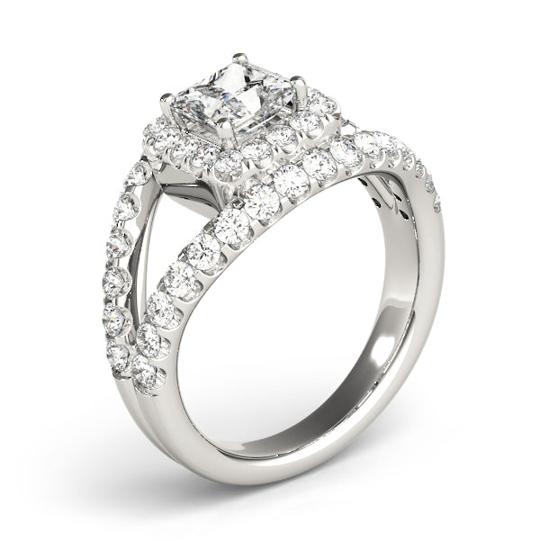 Couture Halo Princess Diamond Engagement Ring — 9K/18K Gold & Platinum