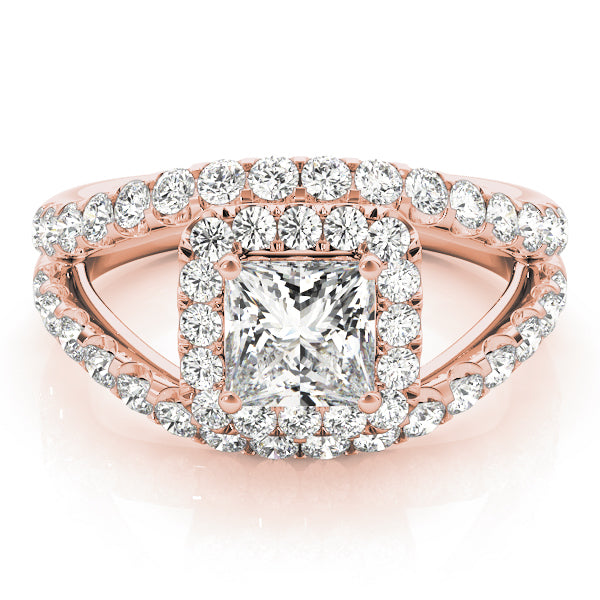 Couture Halo Princess Diamond Engagement Ring — 9K/18K Gold & Platinum
