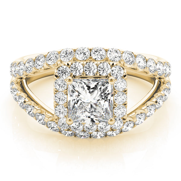 Couture Halo Princess Diamond Engagement Ring — 9K/18K Gold & Platinum