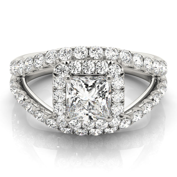Couture Halo Princess Diamond Engagement Ring — 9K/18K Gold & Platinum