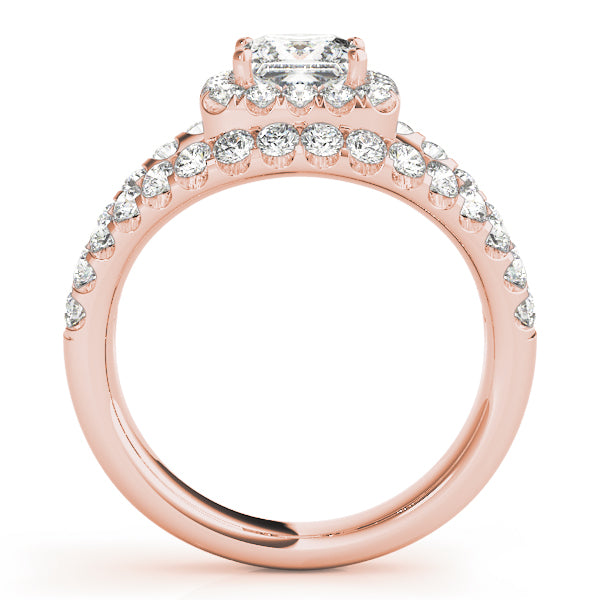 Couture Halo Princess Diamond Engagement Ring — 9K/18K Gold & Platinum