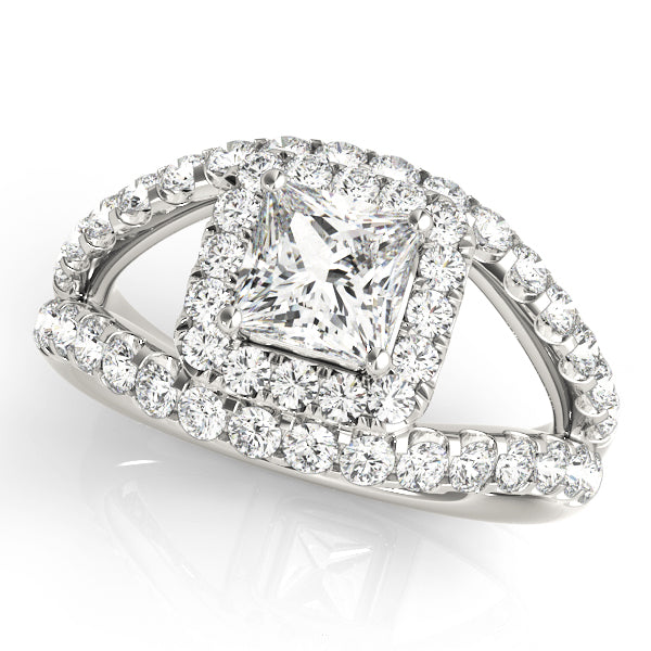 Couture Halo Princess Diamond Engagement Ring — 9K/18K Gold & Platinum