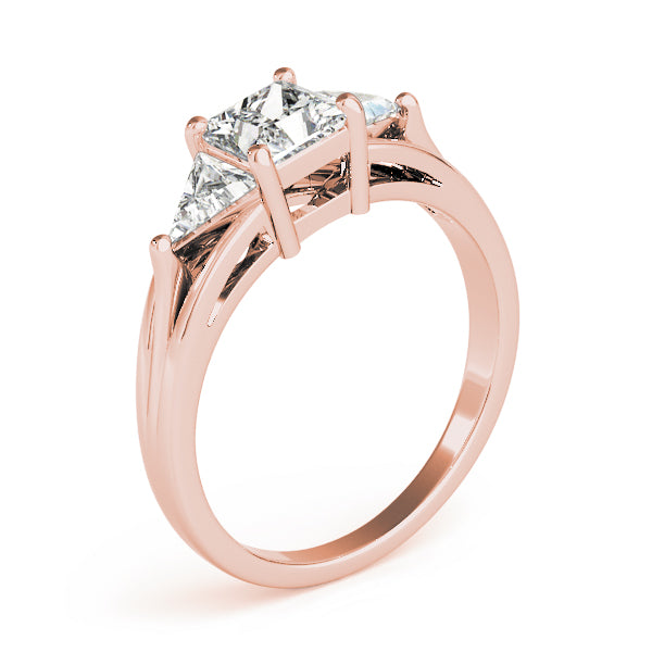 Crowned Three-Stone Princess Diamond Engagement Ring — 9K/18K Gold & Platinum