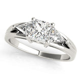 Crowned Three-Stone Princess Diamond Engagement Ring — 9K/18K Gold & Platinum