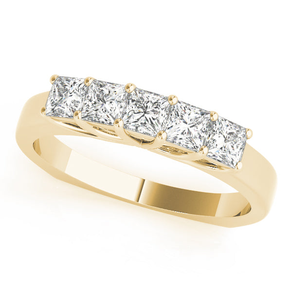 Fancy Princess Half Eternity Ring in Gold & Platinum