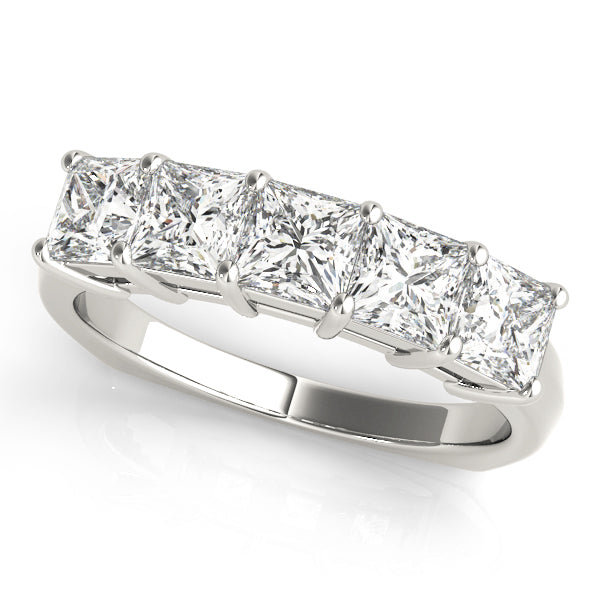 Princess Cut 5 Stone Diamond Ring Prong Set