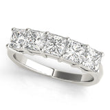 Fancy Princess Half Eternity Ring in Gold & Platinum