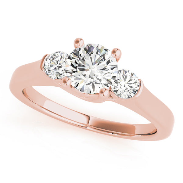 Dazzling Three-Stone Round Diamond Engagement Ring — 9K/18K Gold & Platinum
