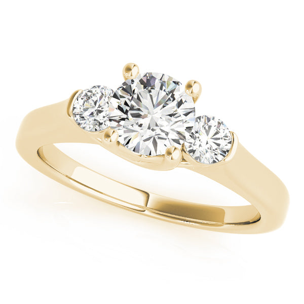 Dazzling Three-Stone Round Diamond Engagement Ring — 9K/18K Gold & Platinum
