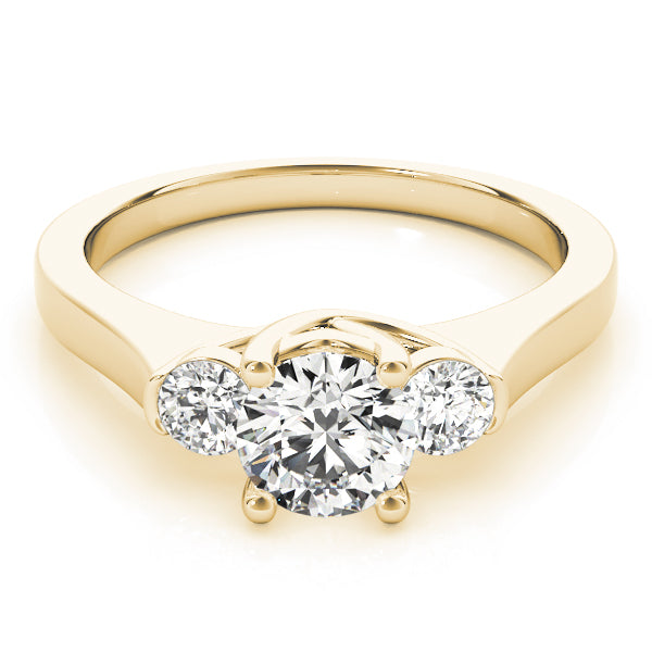 Dazzling Three-Stone Round Diamond Engagement Ring — 9K/18K Gold & Platinum
