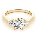 Dazzling Three-Stone Round Diamond Engagement Ring — 9K/18K Gold & Platinum