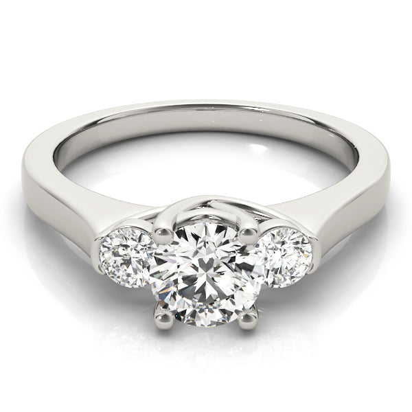 Dazzling Three-Stone Round Diamond Engagement Ring — 9K/18K Gold & Platinum